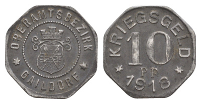 Гайльдорф 10 пфеннигов 1918 Funck 149.2, Men05 8664.2, Men18 10784.2 железо 4636-762