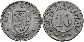 ГЕССЕН 10 ПФЕННИГОВ 1918 КЛЯЙНГЕЛЬДМАРКЕ, НОТГЕЛЬД железо 75-1465