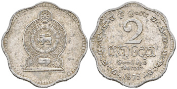 Шри-Ланка 2 цента 1975 KM 138 алюминий 220-114