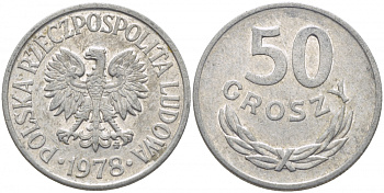 ПОЛЬША 50 ГРОШЕЙ 1978 MW KM 48.1 алюминий 4448-232