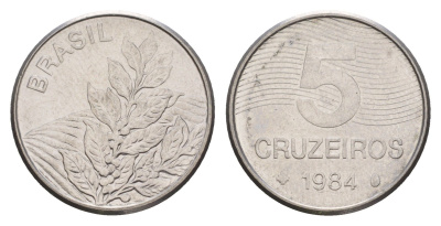 Бразилия 5 крузейро 1984 кофе KM 591 нержавеющая сталь 4655-1125