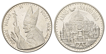 Ватикан медаль в честь пятилетия со дня избрание папой римским Иоанна Павла II 1983 Иоанн Павел II, диаметр 35 мм, вес 16 гр медно-никель плакированный серебро 4667-1231