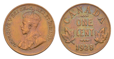 Канада 1 цент 1928 Георг V (1910-1936) KM 28 бронза 4639-242
