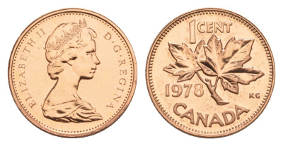 Канада 1 цент 1978 Елизавета II (1952-2022), кленовый лист KM 59.1 бронза PROOF-LIKE (BU) 4630-928