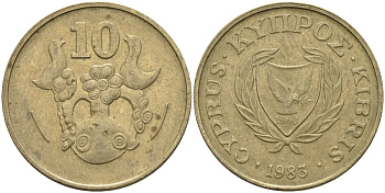 Кипр 10 центов 1983 KM 56.1 никель латунь 4141-1126