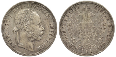 Австрия 1 флорин 1889 Франц Иосиф I (1848-1916) KM 2222 серебро 1524-1334