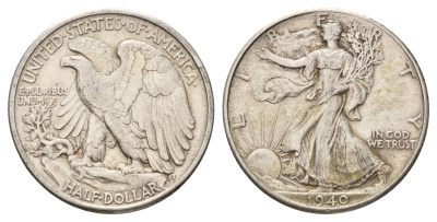 США 1/2 доллара (50 центов) 1940 KM 142 серебро 4127-2142