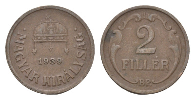 Венгрия 2 филлера 1939 BP KM 506 бронза 4664-852
