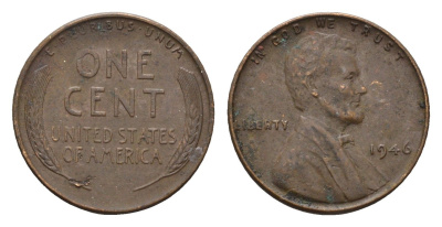 США 1 цент 1946 Линкольн KM A132 латунь 4651-664