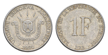 Бурунди 1 франк 1980 KM 19 алюминий 4649-436