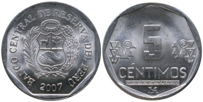 Перу 5 сентимо 2007 LIMA KM 304.4a алюминий UNC 4387-111