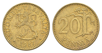 Финляндия 20 пенни 1987 KM 47 алюминиевая бронза 4648-436