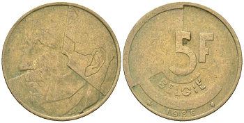 Бельгия 5 франков 1986 Belgie, Бодуэн I (1951-1993) KM 164 никель бронза 4616-1047