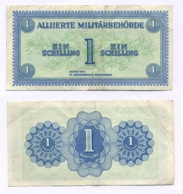 АВСТРИЯ 1 ШИЛЛИНГ 1944 ОККУПАЦИЯ, ВТОРАЯ МИРОВАЯ ВОЙНА Pick 103b бумага 6300-6-3-2