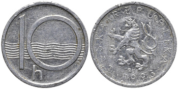 ЧЕХИЯ 10 ГЕЛЛЕРОВ 1993 KM 6 алюминий 4532-965