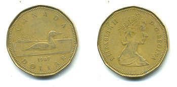 КАНАДА 1 ДОЛЛАР 1987 УТКА KM 157 никель плакированный алюминиевой бронзой 59-715
