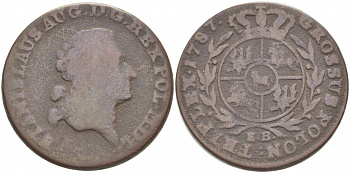 ПОЛЬША 3 ГРОША 1787 ЕВ, СТАНИСЛАВ АВГУСТ KM 182 медь 4539-957