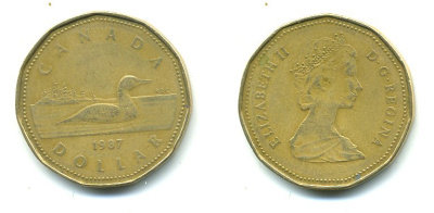 Канада 1 доллар 1987 Елизавета II (1952-2022), утка KM 157 никель плакированный алюминиевой бронзой 59-715