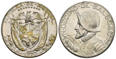 Панама 1/10 бальбоа 1970  KM 10 медь плакированная медно-никелем  aUNC  4609-911