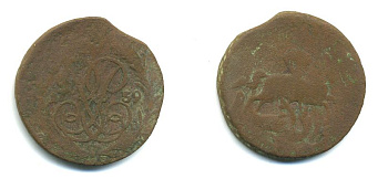 РОССИЯ 1 КОПЕЙКА 1759 медь 61-356