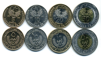 Мавритания лот из 4 монет 2009-2010 5, 10, 20, 50 угуйя, две монеты биметалл UNC M77-15