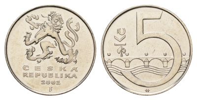 Чехия 5 крон 2002 KM 8 сталь плакированная никелем UNC 4163-415