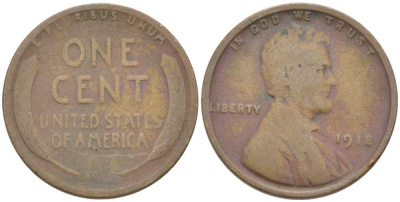 США 1 цент 1918 Авраам Линкольн KM 132 бронза 218-747