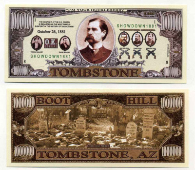 США 100000 ДОЛЛАРОВ ND СУВЕНИРНАЯ БАНКНОТА, КНИГА АВТОРА КРАМЕРА СТЕЙСА TOMBSTONE бумага UNC (ПРЕСС) 8588-63-3-1