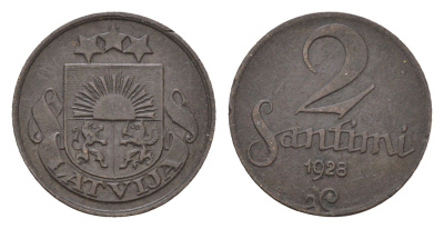 Латвия 2 сантима 1928 KM 2 бронза 4679-236