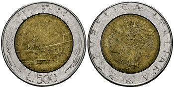 Италия 500 лир 1986 KM 111 биметалл 4165-1042