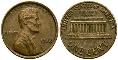 США 1 цент 1972 KM 201 медь цинк 4136-959