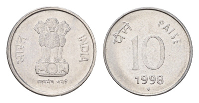 Индия 10 пайс 1998 KM 40.1 нержавеющая сталь UNC 4151-716