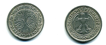 Германия 50 рейхспфеннигов 1928 J KM 49, J.324 никель 46-1822