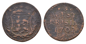 Нидерланды, Голландская Республика, Западная Фрисландия 1 дуит 1702 KM 100 медь 4655-558