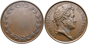 ФРАНЦИЯ МЕДАЛЬ ND ЛУИ ФИЛИПП I, КОРОЛЬ ФРАНЦУЗОВ (1830-1848), диаметр 41 мм., вес 40,02 гр. бронза 01-107-12