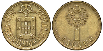 Португалия 1 эскудо 1997 KM 631 никель латунь 4173-662