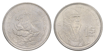 Мексика 1 песо 1984 Mo KM 496 нержавеющая сталь 4646-655