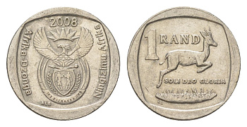 ЮАР 1 ранд 2008 KM 444 медь плакированная никелем 4627-521