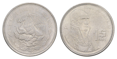 Мексика 1 песо 1984 Mo KM 496 нержавеющая сталь 4646-655