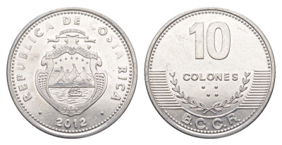 Коста-Рика 10 колонов 2012 KM 228b алюминий UNC 4642-915