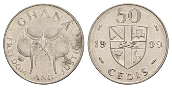 Гана 50 седи 1999 год-тип KM 31 медно-никель UNC 4656-723