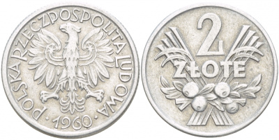 Польша 2 злотых 1960 MW KM 46, Parchimowicz 216c алюминий 4539-823