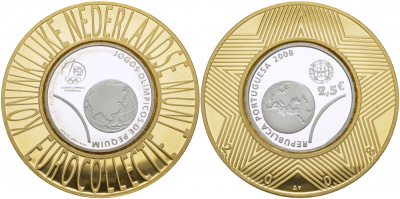 Португалия 2 1/2 евро 2008 XXIX Летние Олимпийские игры 2008 года в Пекине, земной шар, коллекция Нидерландского монетного двора KM 790a серебро PROOF 1068-8-13