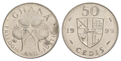 Гана 50 седи 1999 год-тип KM 31 медно-никель UNC 4656-723