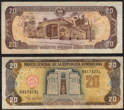Доминиканская Республика 20 песо 1998 Pick 154 b бумага 6278-31-2-1