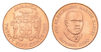 Ямайка 25 центов 2003 KM 167 сталь плакированная медью UNC 4643-125