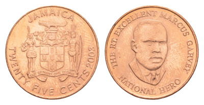 Ямайка 25 центов 2003 KM 167 сталь плакированная медью UNC 4643-125