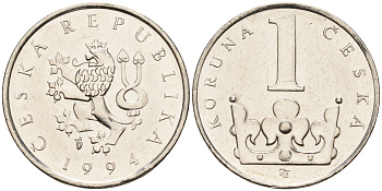 Чехия 1 крона 1994  KM 7 сталь плакированная никелем    4596-264