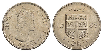 Фиджи 1 флорин 1965 Елизавета II (1952-2022) KM 24 медно-никель UNC 4657-1217