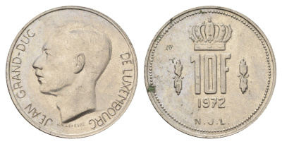 Люксембург 10 франков 1972 Великий герцог Жан (1964-2000) KM 57 никель 4707-155